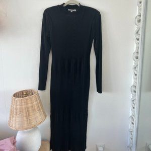 BCBGeneration Black Long Sleeve Ribbed Turtleneck Maxi Dress Size S